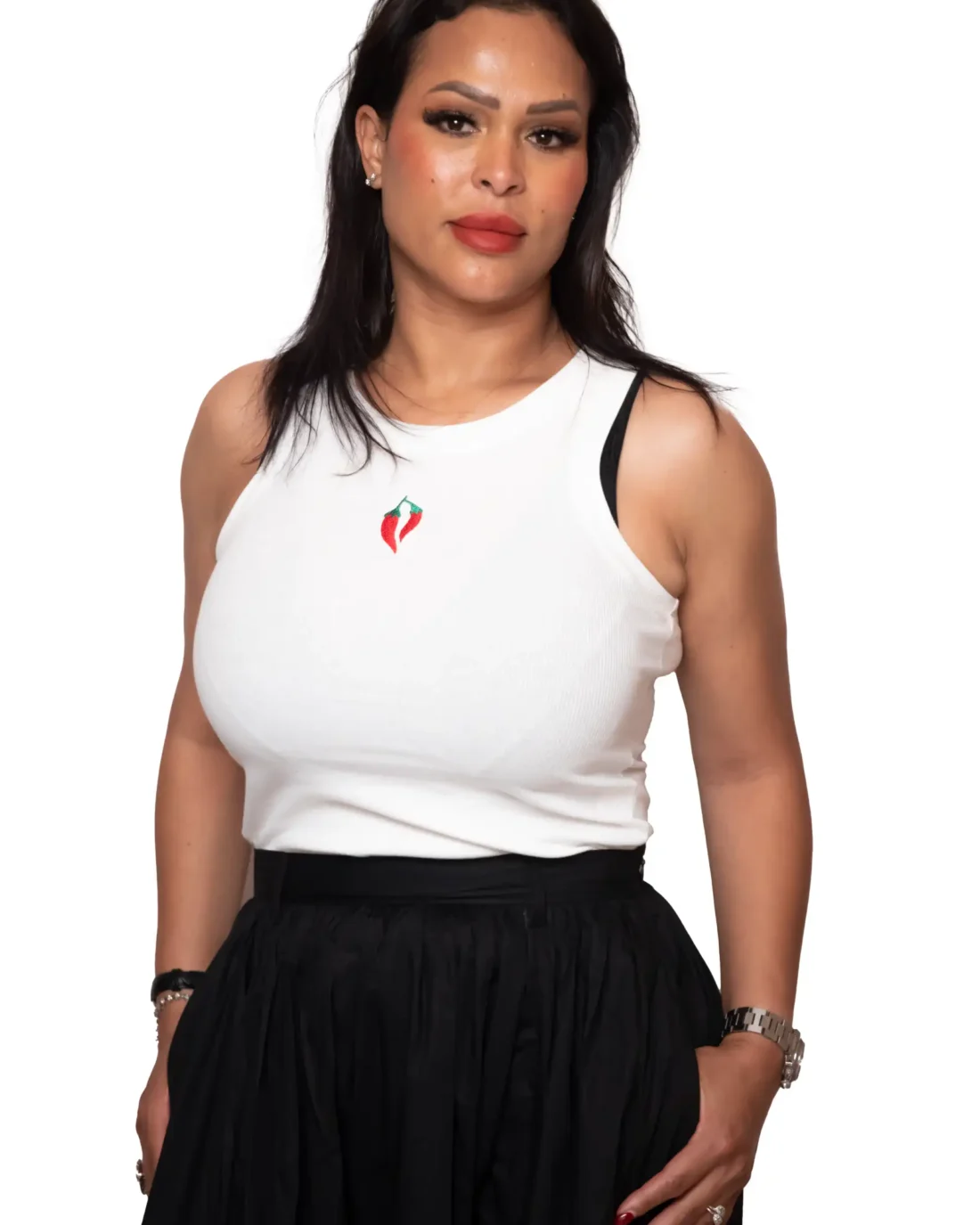 Débardeur blanc brodé